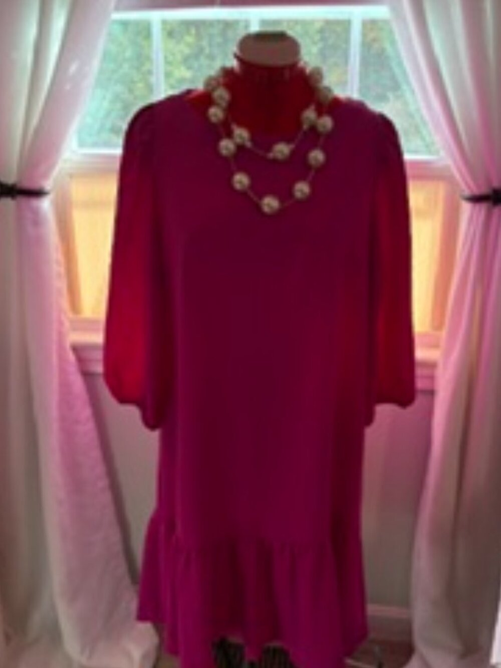 DKNY Fuchsia Ruffle Hem Hot Pink Dress size 10